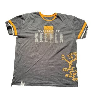 Harry Potter Hufflepuff Keeper Men's Shirt 2XL Gray Orange Quidditch Jersey